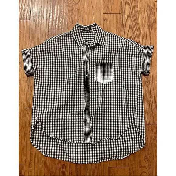 Madewell black gingham boxy button down xs - Picture 3 of 8